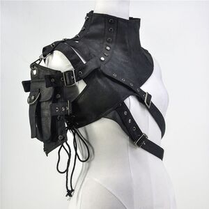 Men's STEAMPUNK Black Faux Leather Studded Shoulder Belt.